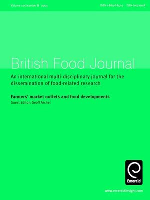 cover image of British Food Journal, Volume 105, Issue 8